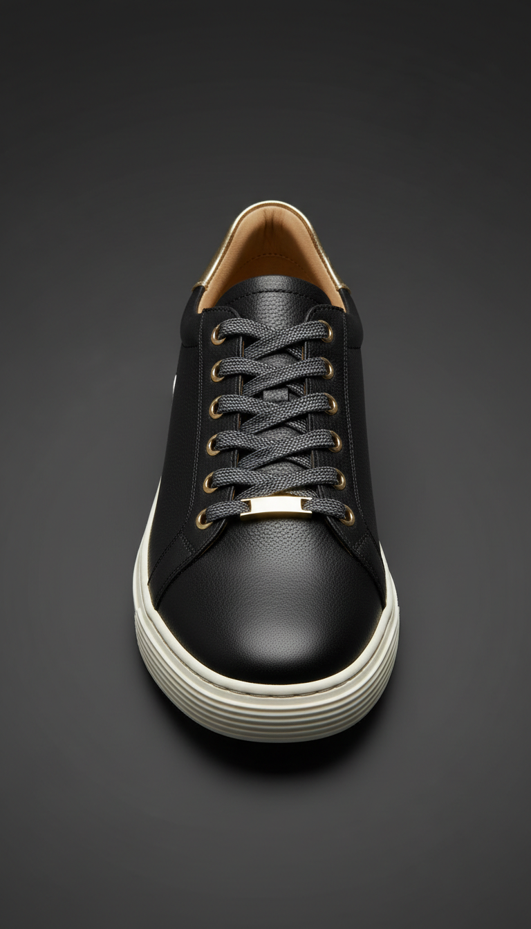Black Leather Low-Top Sneaker