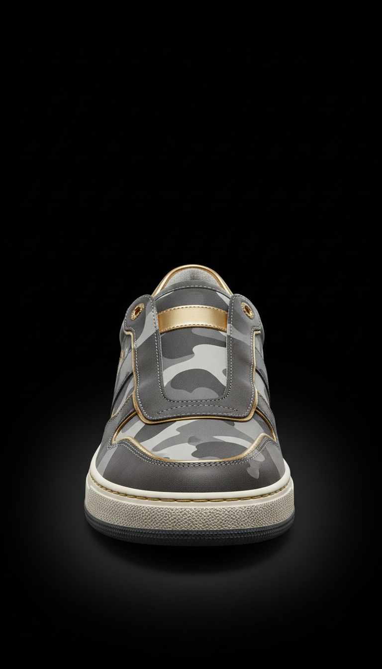 Mist and Gold Accent Leather Sneaker