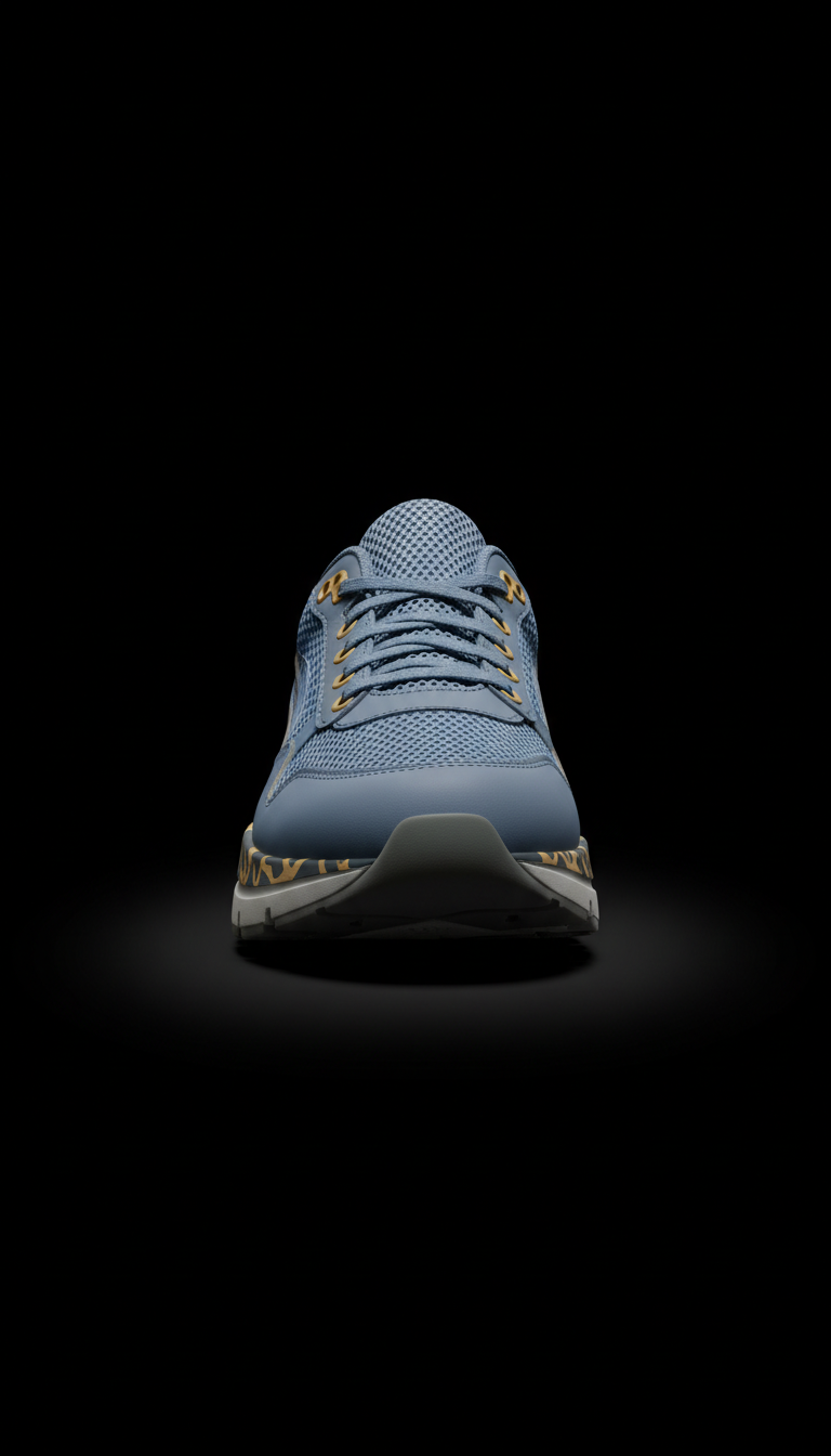 Blue Mesh Low-Top Sneaker